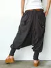 Harem Pants Casual Hippy Loose Trousers Baggy Dropcrotch Solid Color Wide Leg Elastic Waist Fashion Mujer Pantalones 240309