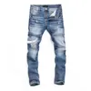 Jeans concepteurs 2024 Spring and Automne Broken Hole Elastic Water Wash Racing Feet Night Club Fresh D2 Pants