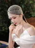 Estético vintage feminino pérola exótica borla cabeça de dança do ventre chapéu headwrap/acessório de cabelo/headpiece para festa de casamento mostrando