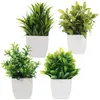 Dekorativa blommor 4 PC: er konstgjorda krukväxter falska dekorer små bonsai växter mini ornament hem faux inomhus