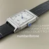 Reverso Tribute Q2438522 MENS Titta på rostfritt stål Manual Winding White Dial Swiss Wristwatch Sapphire Crystal Waterproof Luxury Watches Power Reserve