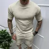 Męskie dresy wolny stały kolor Dwuczęściowe zestawy dla mężczyzn Summer Short-Sleeve O Neck T-koszule i szorty męskie garnitury mody streetwear