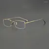 サングラスフレーム日本のブランドピュアチタン眼鏡男性デザイナーミース長方形の読書メガネ女性視神経視