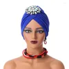 Roupas étnicas 2024 Shinny Diamonds Turban Cap para Mulheres Feminino Envoltório Cabeça Bonnet Muçulmano Lenço Chapéu Turbante Mujer