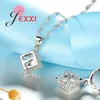 Necklace Earrings Set Price Fashion 925 Sterling Silver Big Rectangle Cubic Zirconia Pendants For Women