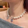 ネックレスデザイナーViviennes Westwoods Luxury Hip Hop Jewlery High Quality West Imogene Pin Large Round Brand Pearl Necklace Saturn Necklace Highバージョン