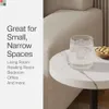 Krągowe napoje nowoczesny dom, sypialnia i meble salonu - mały metalowy stół z cylindryczną jasnobrązową podstawą (sztuczny marmurowy top)
