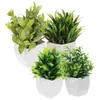 Decorative Flowers 4 Pcs Artificial Potted Plant Fake Decors Small Bonsai Plants Mini Ornaments Home Faux Indoor