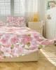 Bed Skirt Pink Peach Blossom Flower Elastic Fitted Bedspread With Pillowcases Protector Mattress Cover Bedding Set Sheet