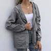 Vestes décontractées imperméables pour femmes, veste de pluie légère, coupe-vent à capuche avec poches pour l'extérieur