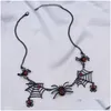 Collares colgantes Vintage gótico exagerado negro araña web collar para mujeres creativo animal Halloween regalo fiesta joyería gota del otypk