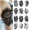 100 st grocoles vattentät tillfällig tatuering klistermärke lejon björn varg skog man leopard skalle kropp arm konst kvinnor ärm 240311
