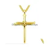 Hanger Kettingen Hiphop Splicing Nail Cross Ketting Heren Goud Roestvrij Staal Jezus Christus Hangers Hip Hop Sieraden Drop levering Dh9A5