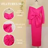 Party Dresses Saudi Arabia Women Evening With Big Bow Long Sleeve Formal Occasion V-Neck Red Carpet Dress Wrap Hip Prom