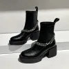 Сапоги Women Boots 2022 Новый толстый каблук толстый нижний женский женский короткие ботинки черная цепь короткие трубки рыцарные сапоги женские одиночные сапоги крутые