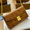 Designer -Brown Luxo Messenger Bag Cadeia Mulheres Designer De Couro Crossbody Bolsas Bolsa Embreagem