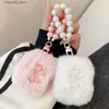 Accessori per auricolari Custodia per auricolari in peluche con fiocco di perle per AirPods Pro 2 Custodie per ricarica per cuffie per AirPods 1 2 3 Cover con perline Portachiavi CatenaY240322