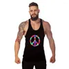 Heren tanktops Heren Gymkleding Man Tie Dye Bloem Vredesteken T-gym Hippie 60s 70s Kostuum Cool Dames