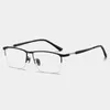 Solglasögon ramar Pure Titanium Business Semi Rimless Glasses Frame For Men Rectangle Optical Myopia Gereglasses Male Half Frameless glasögon