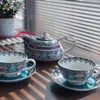 Juegos de té, juego de tazas y platillos de té de arte europeo, Taza de cerámica Floral, café con plato de postre, tazas Retro inglesas para la tarde