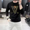新しい2024デザイナー男子女性長袖Tシャツ黒と白の豪華な文字ホットドリルクラシックブランドルースヒップホップストリートコットンTシャツサイズM-4XL