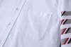 Novos homens oxford bordado clássico listrado moda algodão camisas casuais camisa de bolso alto mangas compridas tamanho superior 0 1 2 3 4