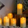 6pcs Led alevsiz elektrikli mumlar lamba akrilik cam pil titreşen sahte tealight mum yığın düğün Noel 240322