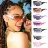 New Y2K Rimless Punk Sunglasses Goggle Women Men Brand Wrap Around Sun Glasses Five Star Eyewear Sports One Piece Shades