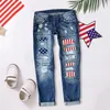 Damesjeans Damesdenimbroek Broek met rechte pijpen Gescheurde print Mid-taille Grijs