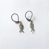 Dangle Earrings Fish Bone Leverback Clip Skeleton Geek Jewellery Quirky Food Jewelry