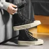 Boots Fashion Original Black Men's Skateboard Shoes Laceup Nonslip Vulcanized Shoes Men Suede Platform High Top Sneakers For Man