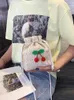 Borse a tracolla Borsa a tracolla da donna con coulisse Borsa da spiaggia estiva in ciliegia fatta a mano Borsa versatile all'uncinetto per ragazze all'aperto quotidiano