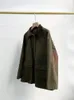 Winter Womens Army Green Zipper Jacket Turn-Down Collar Lose Double Pocket Color Patchwork Female Coat Top 240320