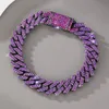 Collier chaîne de personnalité européenne et américaine, en alliage de diamants violets, Bracelet Hip Hop Cool pour hommes