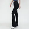High waisted cross pockets denim fitness pants slim fit elastic wide leg pants for casual wear yoga pants-168