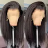 Perruque Lace Frontal Wig naturelle Yaki, cheveux crépus lisses, densité 250, perruque Lace Front Wig transparente HD pour femmes