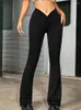 Женские леггинсы, повседневные утягивающие однотонные черные широкие брюки, длинные брюки, женские расклешенные брюки с высокой талией, женская одежда, летняя мягкая дышащая ткань