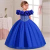 cekin dziecięce dziewczyny elegancka ślub Pearl Petal Girl Dress Princess Party Beauty Pageeveless koronkowy Tiul 412 Rok 240309