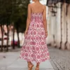 Vestidos casuais mulheres estilo boêmio vestido de impressão moda sling strapless backless saia longa verão para mulheres elegantes