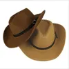 Män sommar cowboy stickad stråhatt mode stor brett rim casual strand solskyddsmedel block uv skydd läder bälte spänne cap w1 240311