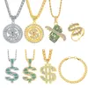 Amerikaanse dollar symbool 18k gouden munt roterende ketting hiphop Cubaanse ketting persoonlijkheid hiphop heren ketting mode-accessoires