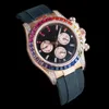 Fashion Mechanical Watch 41mm rostfritt stål gummiband diamantklocka färgglad kristall vikbar spänne full funktion designer klocka ädla surround sb077 c4