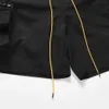 Erkek Şort Yaz Siyah Askeri Mallar Jogger Gevşek Uyum Sportswear Kısa Kollu Sokak Giysileri Dokuz Cep Tasarım J240322