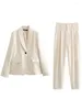 Kadınlar İki Parçalı Pantolon TFMLN 2024 Zarif Blazer Seti Şık Blazers Tek Düğme Ceket Hight Ceket Yalancı Kadın Profesyonel Takım