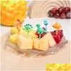 Gorks Animal Fruit Fork Food Grade Plastic Mini Cartoon Kids Cake Tootick Bento Lunch Accessories Party Decoration Drop Delivery Hom OTU2R