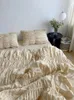 Ins estilo coreano simples colcha capa design artesanal bolha dobra algodão puro 4 peças conjunto estilo princesa cama casa têxtil 240318