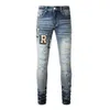 American High Street Fabric with Letters and Blue Distressed Jeans 8826