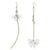 Orecchini pendenti Trend Asimmetrico Nappe lunghe da donna Temperamento fiore di cristallo Versione coreana Mori Super Fairy