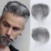 Perucas 1b 60 cinza homem reto peruca v estilo linha fina frontal para homens peças de cabelo humano pele ultra fina pu prótese capilar masculina