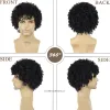 Peruker afro lockigt peruk svart syntetiskt hår manliga frisyrer justerbar mössa storlek naturliga frisyrer afro peruk colly 70s dräkt peruker för män